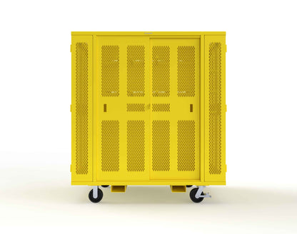 Extreme Duty Mobile Rigging Cabinet with 2 sets of 2 Ventilated Sliding Doors and 2 sets of 2 Ventilated Swing Doors with Short and Long Hangers - 86 in. W x 50 in. D x 100 in. H - 7.27.6-4V-500-2SLD-2ED-40SH-16LH-FLP-CA-1021