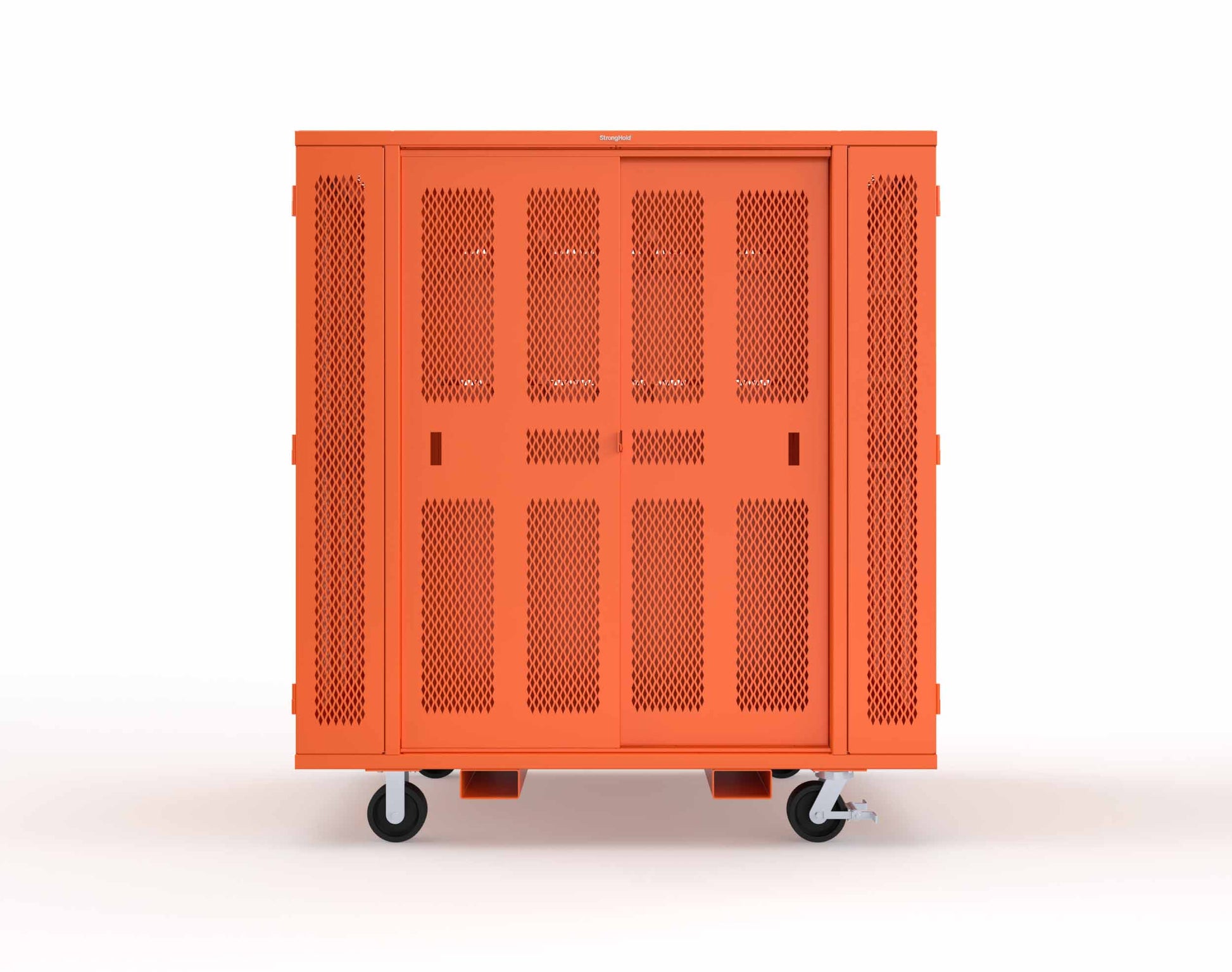 Extreme Duty Mobile Rigging Cabinet with 2 sets of 2 Ventilated Sliding Doors and 2 sets of 2 Ventilated Swing Doors with Short and Long Hangers - 86 in. W x 50 in. D x 100 in. H - 7.27.6-4V-500-2SLD-2ED-40SH-16LH-FLP-CA-2009