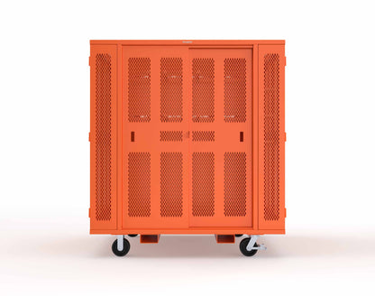 Extreme Duty Mobile Rigging Cabinet with 2 sets of 2 Ventilated Sliding Doors and 2 sets of 2 Ventilated Swing Doors with Short and Long Hangers - 86 in. W x 50 in. D x 100 in. H - 7.27.6-4V-500-2SLD-2ED-40SH-16LH-FLP-CA-2009