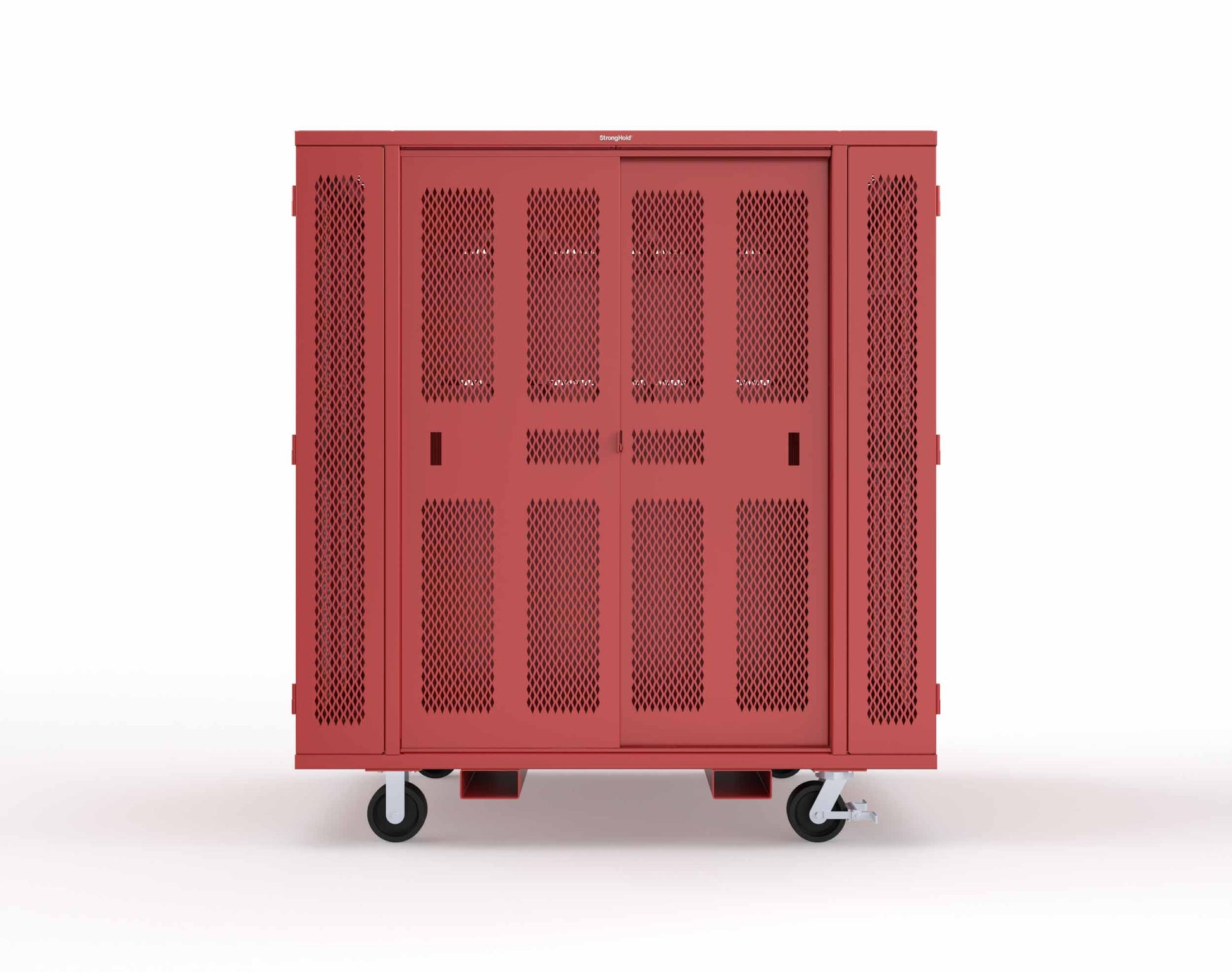 Extreme Duty Mobile Rigging Cabinet with 2 sets of 2 Ventilated Sliding Doors and 2 sets of 2 Ventilated Swing Doors with Short and Long Hangers - 86 in. W x 50 in. D x 100 in. H - 7.27.6-4V-500-2SLD-2ED-40SH-16LH-FLP-CA-3001