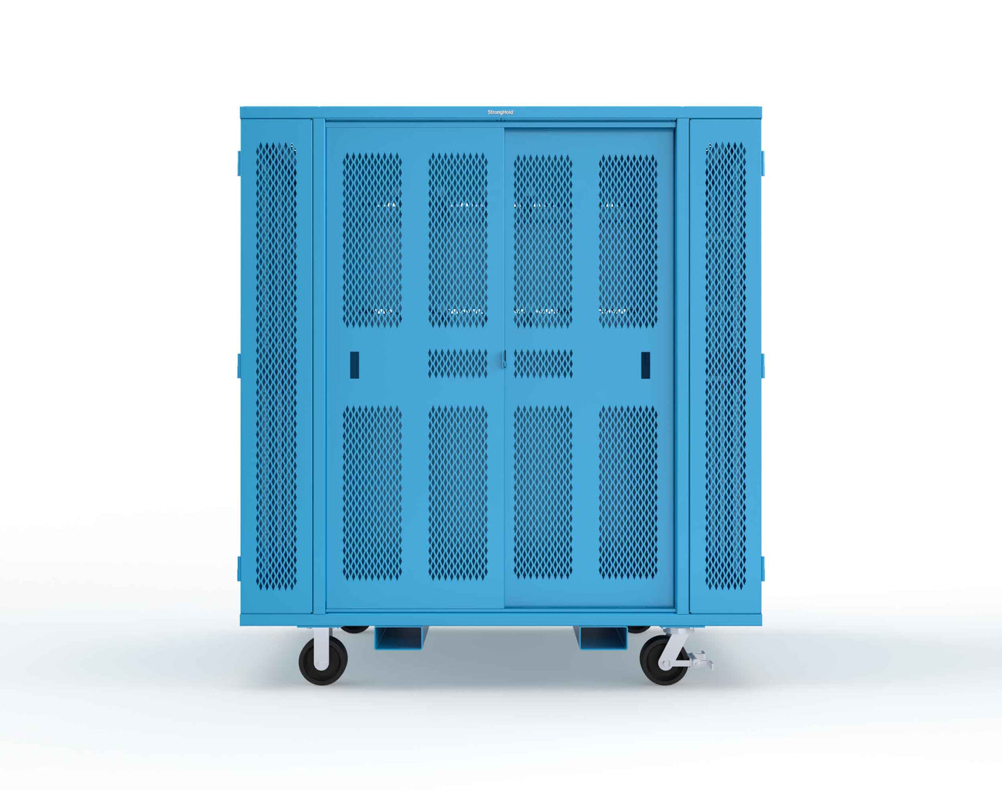 Extreme Duty Mobile Rigging Cabinet with 2 sets of 2 Ventilated Sliding Doors and 2 sets of 2 Ventilated Swing Doors with Short and Long Hangers - 86 in. W x 50 in. D x 100 in. H - 7.27.6-4V-500-2SLD-2ED-40SH-16LH-FLP-CA-5012