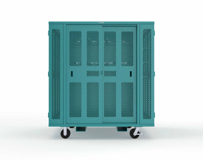 Extreme Duty Mobile Rigging Cabinet with 2 sets of 2 Ventilated Sliding Doors and 2 sets of 2 Ventilated Swing Doors with Short and Long Hangers - 86 in. W x 50 in. D x 100 in. H - 7.27.6-4V-500-2SLD-2ED-40SH-16LH-FLP-CA-5021