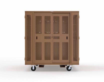 Extreme Duty Mobile Rigging Cabinet with 2 sets of 2 Ventilated Sliding Doors and 2 sets of 2 Ventilated Swing Doors with Short and Long Hangers - 86 in. W x 50 in. D x 100 in. H - 7.27.6-4V-500-2SLD-2ED-40SH-16LH-FLP-CA-8008