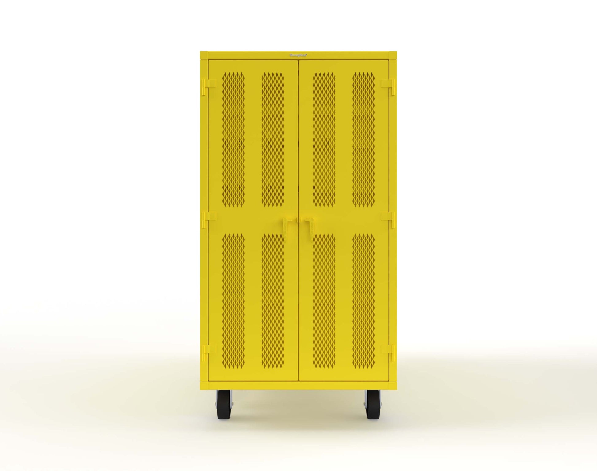 Extreme Duty Mobile Rigging Cabinet with 2 sets of 2 Ventilated Sliding Doors and 2 sets of 2 Ventilated Swing Doors with Short and Long Hangers - 86 in. W x 50 in. D x 100 in. H - 7.27.6-4V-500-2SLD-2ED-40SH-16LH-FLP-CA-1021