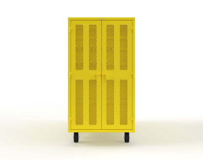 Extreme Duty Mobile Rigging Cabinet with 2 sets of 2 Ventilated Sliding Doors and 2 sets of 2 Ventilated Swing Doors with Short and Long Hangers - 86 in. W x 50 in. D x 100 in. H - 7.27.6-4V-500-2SLD-2ED-40SH-16LH-FLP-CA-1021