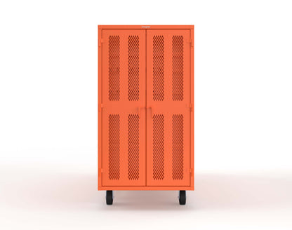 Extreme Duty Mobile Rigging Cabinet with 2 sets of 2 Ventilated Sliding Doors and 2 sets of 2 Ventilated Swing Doors with Short and Long Hangers - 86 in. W x 50 in. D x 100 in. H - 7.27.6-4V-500-2SLD-2ED-40SH-16LH-FLP-CA-2009