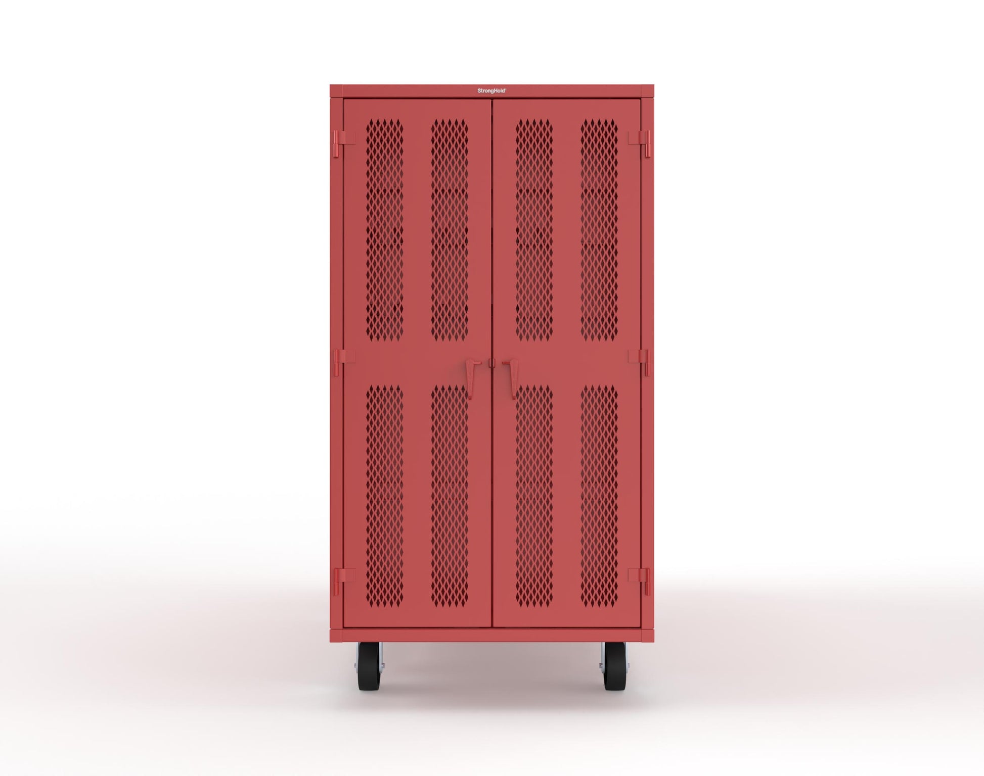 Extreme Duty Mobile Rigging Cabinet with 2 sets of 2 Ventilated Sliding Doors and 2 sets of 2 Ventilated Swing Doors with Short and Long Hangers - 86 in. W x 50 in. D x 100 in. H - 7.27.6-4V-500-2SLD-2ED-40SH-16LH-FLP-CA-3001