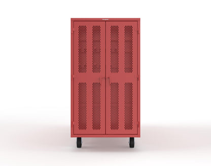 Extreme Duty Mobile Rigging Cabinet with 2 sets of 2 Ventilated Sliding Doors and 2 sets of 2 Ventilated Swing Doors with Short and Long Hangers - 86 in. W x 50 in. D x 100 in. H - 7.27.6-4V-500-2SLD-2ED-40SH-16LH-FLP-CA-3001