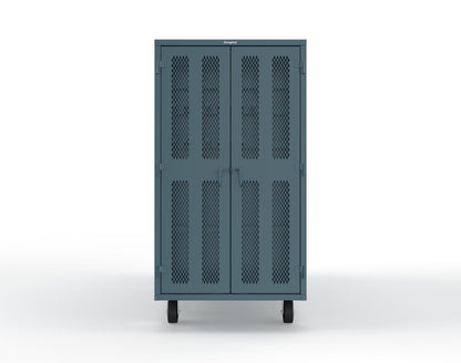 Extreme Duty Mobile Rigging Cabinet with 2 sets of 2 Ventilated Sliding Doors and 2 sets of 2 Ventilated Swing Doors with Short and Long Hangers - 86 in. W x 50 in. D x 100 in. H - 7.27.6-4V-500-2SLD-2ED-40SH-16LH-FLP-CA-5001