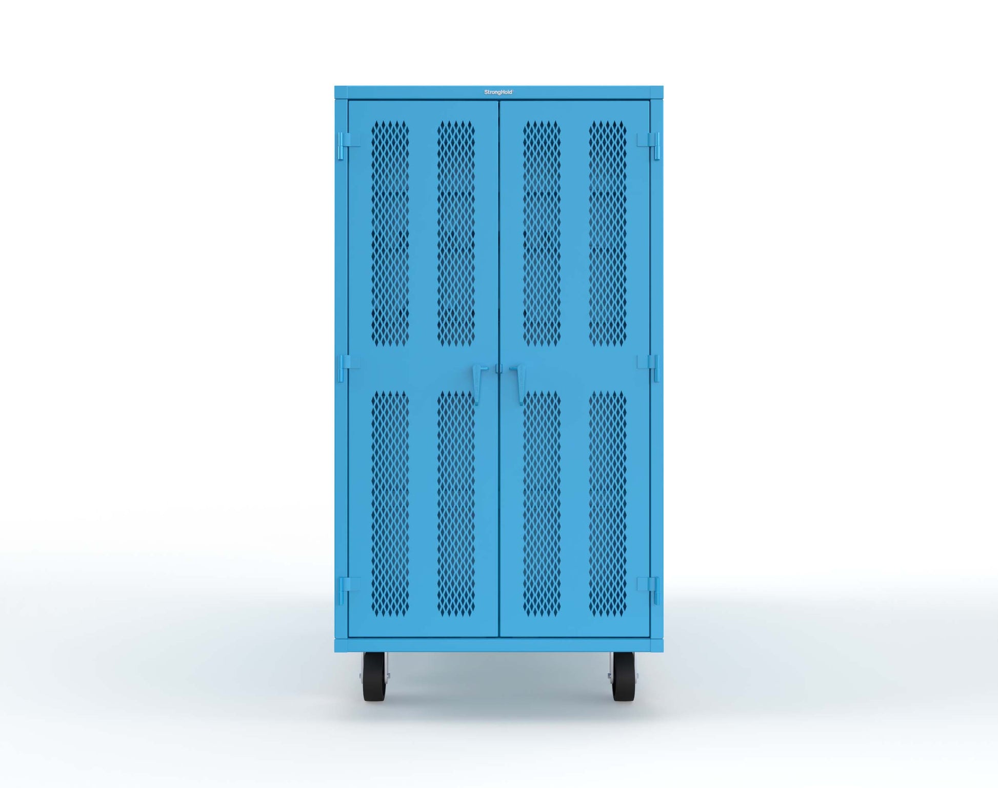 Extreme Duty Mobile Rigging Cabinet with 2 sets of 2 Ventilated Sliding Doors and 2 sets of 2 Ventilated Swing Doors with Short and Long Hangers - 86 in. W x 50 in. D x 100 in. H - 7.27.6-4V-500-2SLD-2ED-40SH-16LH-FLP-CA-5012