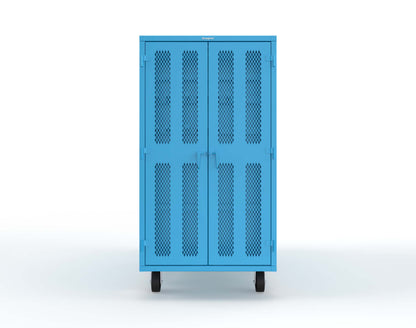 Extreme Duty Mobile Rigging Cabinet with 2 sets of 2 Ventilated Sliding Doors and 2 sets of 2 Ventilated Swing Doors with Short and Long Hangers - 86 in. W x 50 in. D x 100 in. H - 7.27.6-4V-500-2SLD-2ED-40SH-16LH-FLP-CA-5012