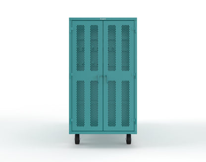 Extreme Duty Mobile Rigging Cabinet with 2 sets of 2 Ventilated Sliding Doors and 2 sets of 2 Ventilated Swing Doors with Short and Long Hangers - 86 in. W x 50 in. D x 100 in. H - 7.27.6-4V-500-2SLD-2ED-40SH-16LH-FLP-CA-5021