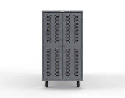 Extreme Duty Mobile Rigging Cabinet with 2 sets of 2 Ventilated Sliding Doors and 2 sets of 2 Ventilated Swing Doors with Short and Long Hangers - 86 in. W x 50 in. D x 100 in. H - 7.27.6-4V-500-2SLD-2ED-40SH-16LH-FLP-CA-7024