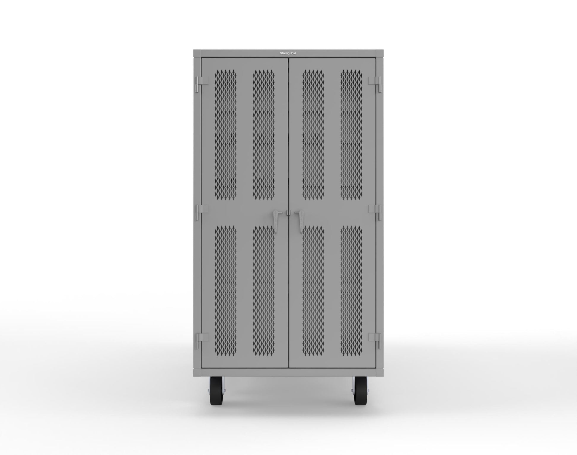Extreme Duty Mobile Rigging Cabinet with 2 sets of 2 Ventilated Sliding Doors and 2 sets of 2 Ventilated Swing Doors with Short and Long Hangers - 86 in. W x 50 in. D x 100 in. H - 7.27.6-4V-500-2SLD-2ED-40SH-16LH-FLP-CA-7037