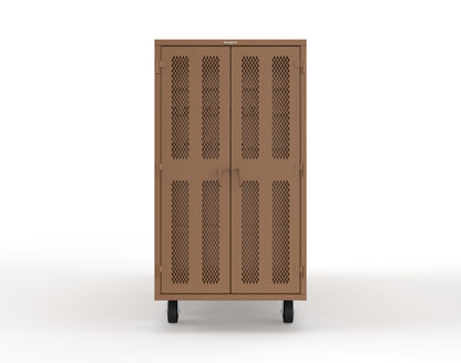 Extreme Duty Mobile Rigging Cabinet with 2 sets of 2 Ventilated Sliding Doors and 2 sets of 2 Ventilated Swing Doors with Short and Long Hangers - 86 in. W x 50 in. D x 100 in. H - 7.27.6-4V-500-2SLD-2ED-40SH-16LH-FLP-CA-8008
