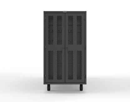 Extreme Duty Mobile Rigging Cabinet with 2 sets of 2 Ventilated Sliding Doors and 2 sets of 2 Ventilated Swing Doors with Short and Long Hangers - 86 in. W x 50 in. D x 100 in. H - 7.27.6-4V-500-2SLD-2ED-40SH-16LH-FLP-CA-9005