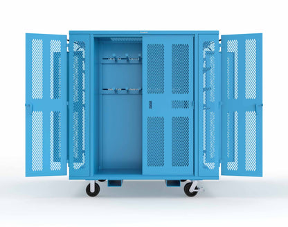 Extreme Duty Mobile Rigging Cabinet with 2 sets of 2 Ventilated Sliding Doors and 2 sets of 2 Ventilated Swing Doors with Short and Long Hangers - 86 in. W x 50 in. D x 100 in. H - 7.27.6-4V-500-2SLD-2ED-40SH-16LH-FLP-CA-5012