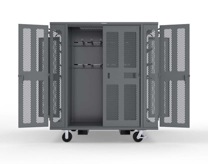 Extreme Duty Mobile Rigging Cabinet with 2 sets of 2 Ventilated Sliding Doors and 2 sets of 2 Ventilated Swing Doors with Short and Long Hangers - 86 in. W x 50 in. D x 100 in. H - 7.27.6-4V-500-2SLD-2ED-40SH-16LH-FLP-CA-7024