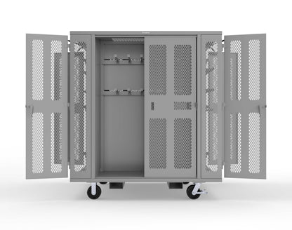 Extreme Duty Mobile Rigging Cabinet with 2 sets of 2 Ventilated Sliding Doors and 2 sets of 2 Ventilated Swing Doors with Short and Long Hangers - 86 in. W x 50 in. D x 100 in. H - 7.27.6-4V-500-2SLD-2ED-40SH-16LH-FLP-CA-7037