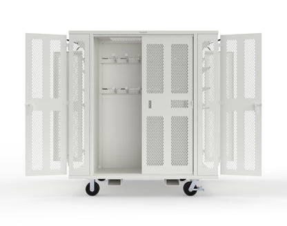 Extreme Duty Mobile Rigging Cabinet with 2 sets of 2 Ventilated Sliding Doors and 2 sets of 2 Ventilated Swing Doors with Short and Long Hangers - 86 in. W x 50 in. D x 100 in. H - 7.27.6-4V-500-2SLD-2ED-40SH-16LH-FLP-CA-9003