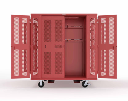 Extreme Duty Mobile Rigging Cabinet with 2 sets of 2 Ventilated Sliding Doors and 2 sets of 2 Ventilated Swing Doors with Short and Long Hangers - 86 in. W x 50 in. D x 100 in. H - 7.27.6-4V-500-2SLD-2ED-40SH-16LH-FLP-CA-3001