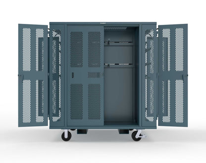 Extreme Duty Mobile Rigging Cabinet with 2 sets of 2 Ventilated Sliding Doors and 2 sets of 2 Ventilated Swing Doors with Short and Long Hangers - 86 in. W x 50 in. D x 100 in. H - 7.27.6-4V-500-2SLD-2ED-40SH-16LH-FLP-CA-5001