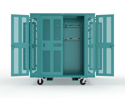 Extreme Duty Mobile Rigging Cabinet with 2 sets of 2 Ventilated Sliding Doors and 2 sets of 2 Ventilated Swing Doors with Short and Long Hangers - 86 in. W x 50 in. D x 100 in. H - 7.27.6-4V-500-2SLD-2ED-40SH-16LH-FLP-CA-5021