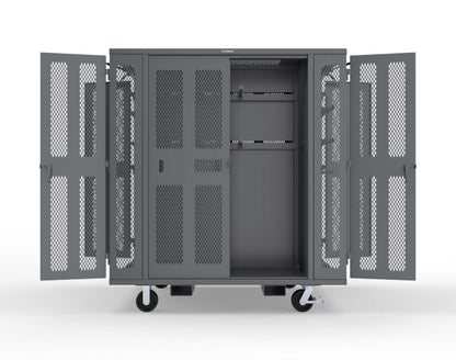 Extreme Duty Mobile Rigging Cabinet with 2 sets of 2 Ventilated Sliding Doors and 2 sets of 2 Ventilated Swing Doors with Short and Long Hangers - 86 in. W x 50 in. D x 100 in. H - 7.27.6-4V-500-2SLD-2ED-40SH-16LH-FLP-CA-7024