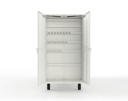 Extreme Duty Mobile Rigging Cabinet with 2 sets of 2 Ventilated Sliding Doors and 2 sets of 2 Ventilated Swing Doors with Short and Long Hangers - 86 in. W x 50 in. D x 100 in. H - 7.27.6-4V-500-2SLD-2ED-40SH-16LH-FLP-CA-9003