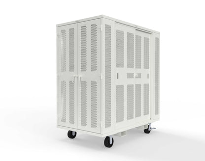 Extreme Duty Mobile Rigging Cabinet with 2 sets of 2 Ventilated Sliding Doors and 2 sets of 2 Ventilated Swing Doors with Short and Long Hangers - 86 in. W x 50 in. D x 100 in. H - 7.27.6-4V-500-2SLD-2ED-40SH-16LH-FLP-CA-9003