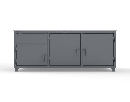 Extreme Duty 12 GA Workbench with 1 Drawer, 3 Shelves - 84 In. W x 30 In. D x 34 In. H - 73-WB-303-1DB-7024 - 73-WB-303-1DB-7024