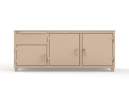 Extreme Duty 12 GA Workbench with 1 Drawer, 3 Shelves - 84 In. W x 30 In. D x 34 In. H - 73-WB-303-1DB-7024 - 73-WB-303-1DB-1019