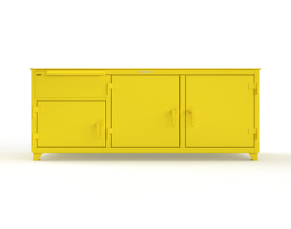 Extreme Duty 12 GA Workbench with 1 Drawer, 3 Shelves - 84 In. W x 30 In. D x 34 In. H - 73-WB-303-1DB-7024 - 73-WB-303-1DB-1021