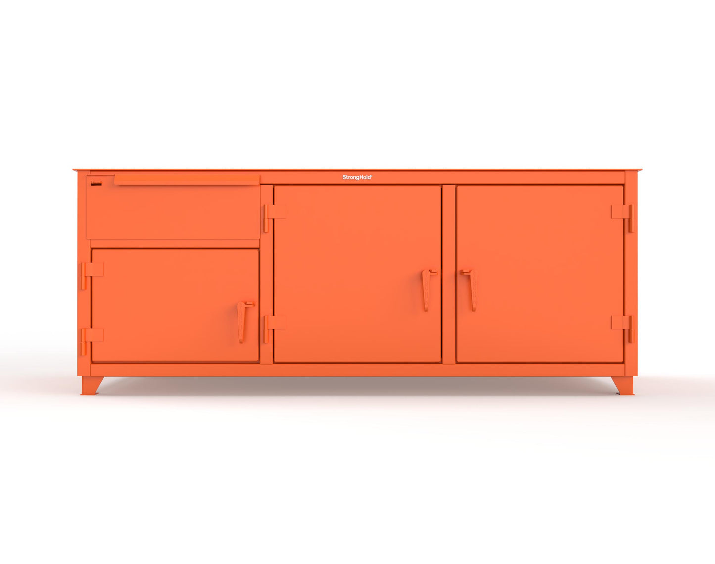 Extreme Duty 12 GA Workbench with 1 Drawer, 3 Shelves - 84 In. W x 30 In. D x 34 In. H - 73-WB-303-1DB-7024 - 73-WB-303-1DB-2009