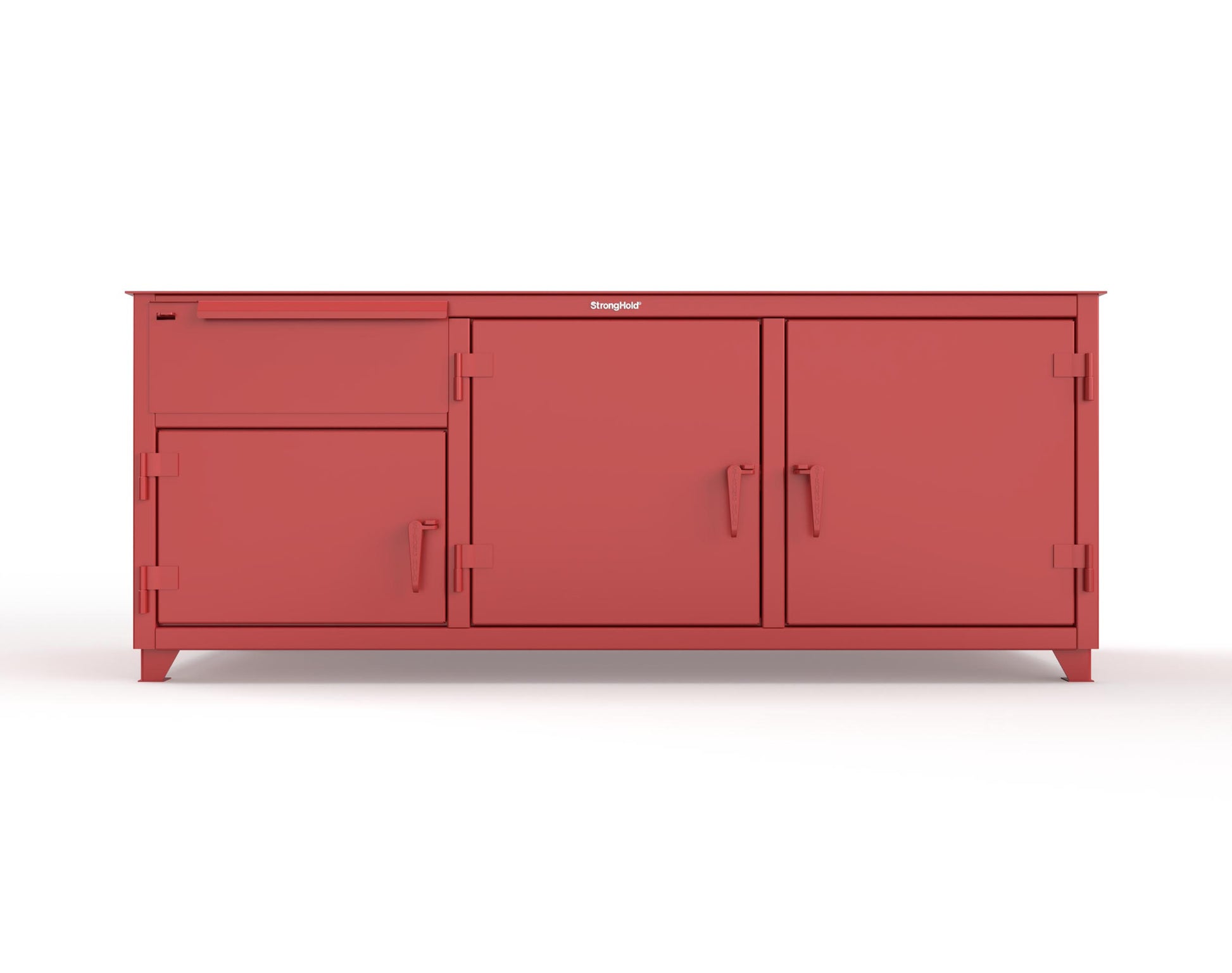 Extreme Duty 12 GA Workbench with 1 Drawer, 3 Shelves - 84 In. W x 30 In. D x 34 In. H - 73-WB-303-1DB-7024 - 73-WB-303-1DB-3001