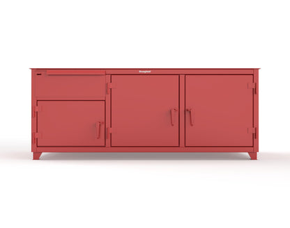 Extreme Duty 12 GA Workbench with 1 Drawer, 3 Shelves - 84 In. W x 30 In. D x 34 In. H - 73-WB-303-1DB-7024 - 73-WB-303-1DB-3001