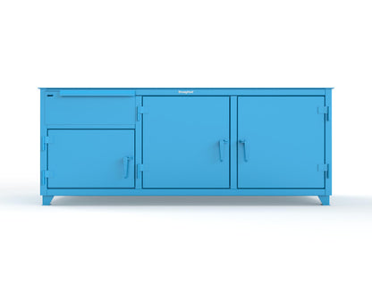 Extreme Duty 12 GA Workbench with 1 Drawer, 3 Shelves - 84 In. W x 30 In. D x 34 In. H - 73-WB-303-1DB-7024 - 73-WB-303-1DB-5012