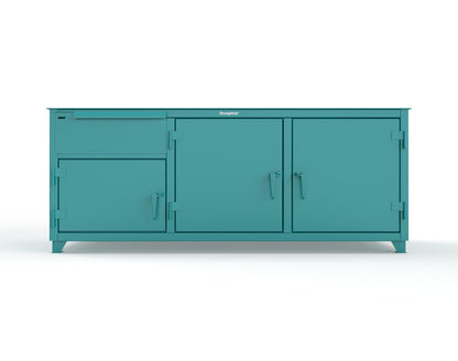 Extreme Duty 12 GA Workbench with 1 Drawer, 3 Shelves - 84 In. W x 30 In. D x 34 In. H - 73-WB-303-1DB-7024 - 73-WB-303-1DB-5021