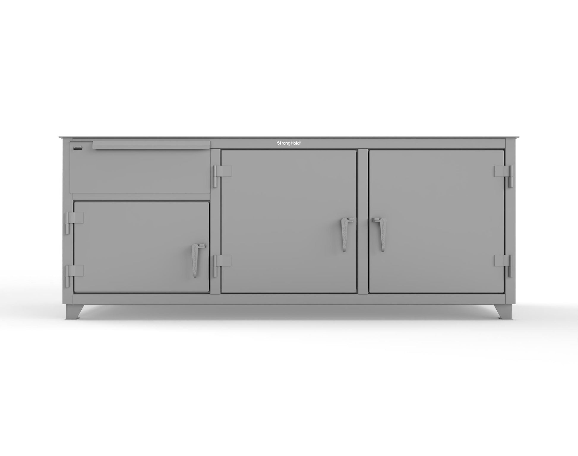 Extreme Duty 12 GA Workbench with 1 Drawer, 3 Shelves - 84 In. W x 30 In. D x 34 In. H - 73-WB-303-1DB-7024 - 73-WB-303-1DB-7037