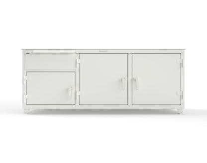 Extreme Duty 12 GA Workbench with 1 Drawer, 3 Shelves - 84 In. W x 30 In. D x 34 In. H - 73-WB-303-1DB-7024 - 73-WB-303-1DB-9003