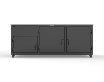 Extreme Duty 12 GA Workbench with 1 Drawer, 3 Shelves - 84 In. W x 30 In. D x 34 In. H - 73-WB-303-1DB-7024 - 73-WB-303-1DB-9005