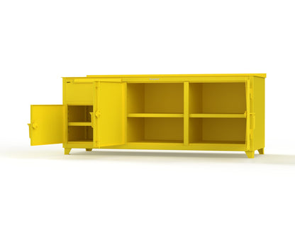 Extreme Duty 12 GA Workbench with 1 Drawer, 3 Shelves - 84 In. W x 30 In. D x 34 In. H - 73-WB-303-1DB-7024 - 73-WB-303-1DB-1021