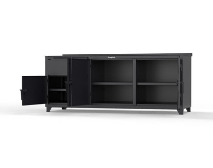 Extreme Duty 12 GA Workbench with 1 Drawer, 3 Shelves - 84 In. W x 30 In. D x 34 In. H - 73-WB-303-1DB-7024 - 73-WB-303-1DB-9005