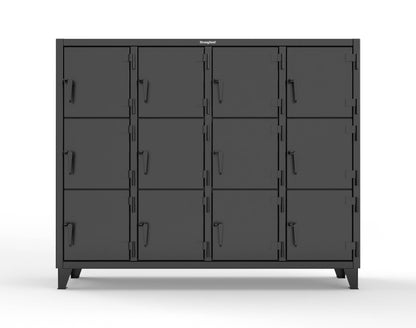 Extreme Duty 12 GA Triple-Tier Locker with 12 Compartments, 82 in. W x 18in. D x 68 in. H - 75-18-3TMT-9005