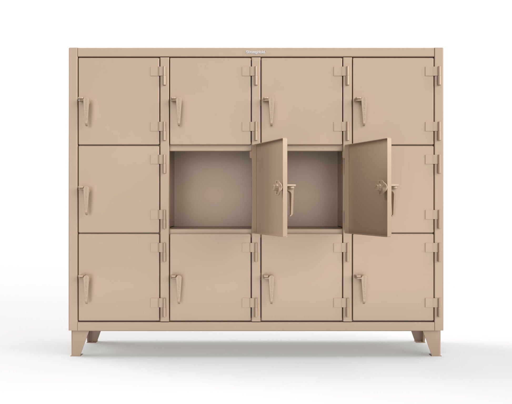 Extreme Duty 12 GA Triple-Tier Locker with 12 Compartments, 82 in. W x 18in. D x 68 in. H - 75-18-3TMT-1019