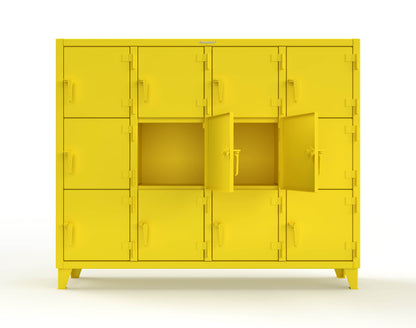 Extreme Duty 12 GA Triple-Tier Locker with 12 Compartments, 82 in. W x 18in. D x 68 in. H - 75-18-3TMT-1021