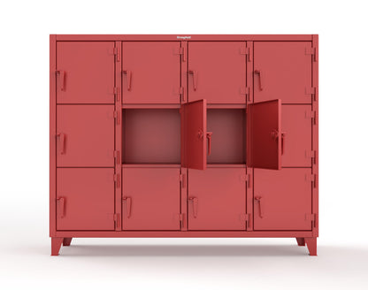 Extreme Duty 12 GA Triple-Tier Locker with 12 Compartments, 82 in. W x 18in. D x 68 in. H - 75-18-3TMT-3001