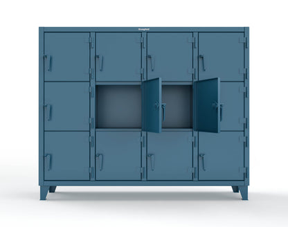 Extreme Duty 12 GA Triple-Tier Locker with 12 Compartments, 82 in. W x 18in. D x 68 in. H - 75-18-3TMT-5001