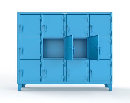 Extreme Duty 12 GA Triple-Tier Locker with 12 Compartments, 82 in. W x 18in. D x 68 in. H - 75-18-3TMT-5012
