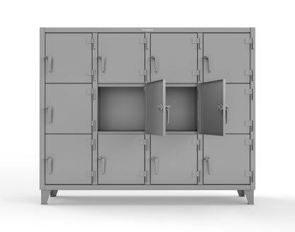 Extreme Duty 12 GA Triple-Tier Locker with 12 Compartments, 82 in. W x 18in. D x 68 in. H - 75-18-3TMT-7037